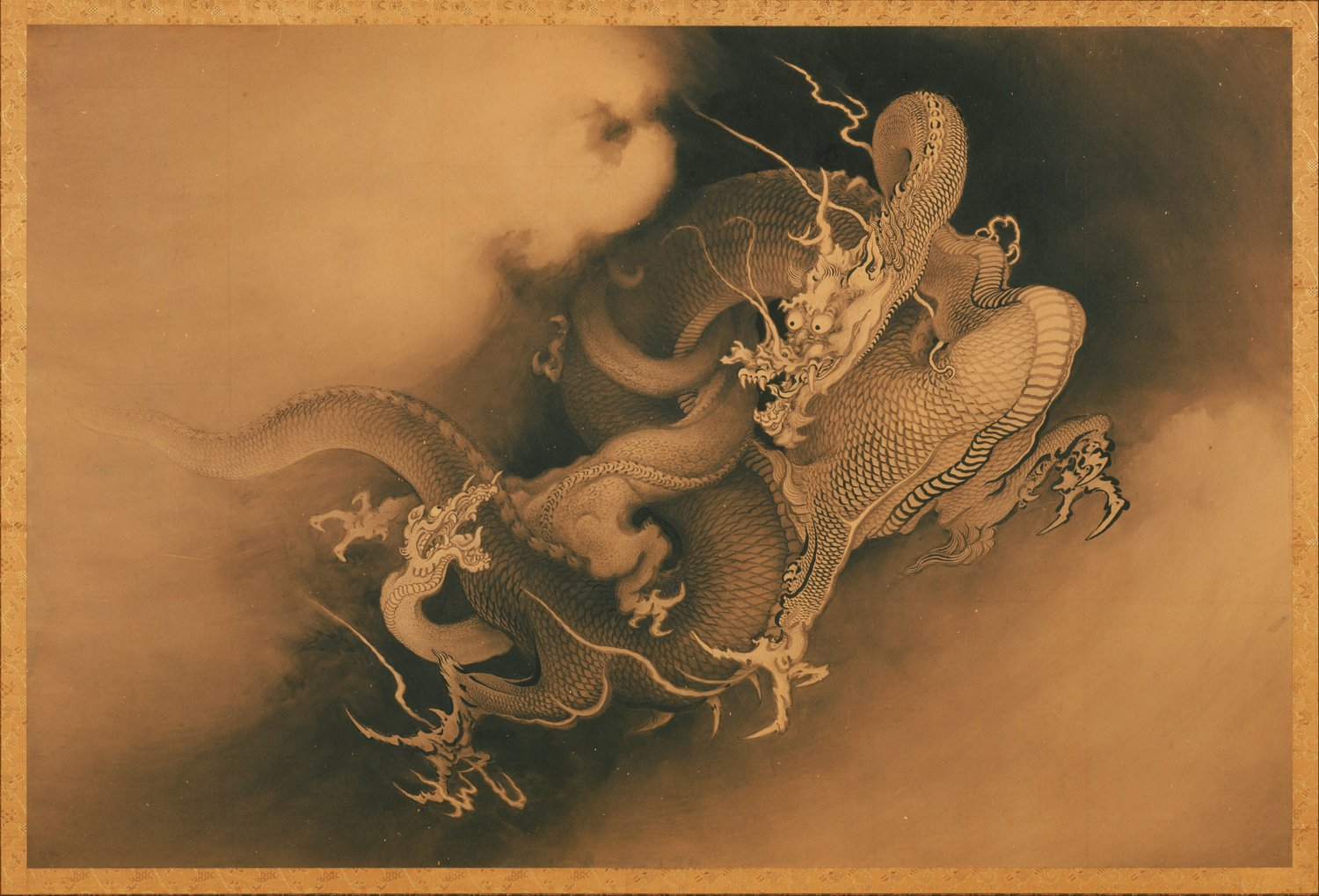 Kanō_Hōgai,_Japanese_-_Two_Dragons_in_Clouds_-_Google_Art_Project